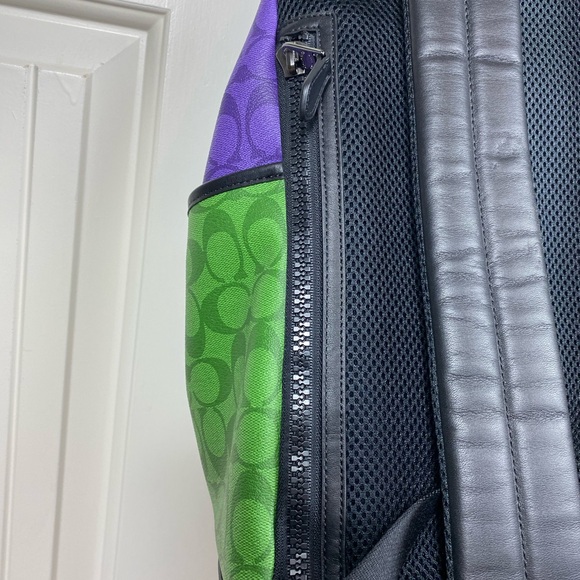 Coach Color Block Track Backpack Signature Leather Bright Blue Men’s - Picture 5 of 11